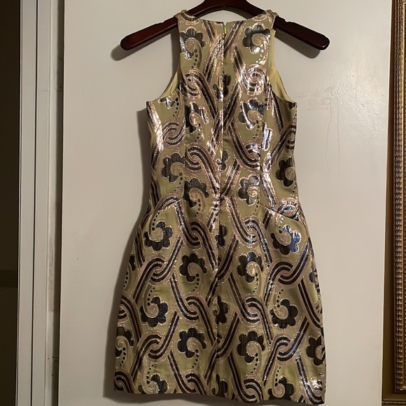 Lily Pulitzer pearl Dress Kelp Green Metallic Vintage Brocade - Picture 5 of 6